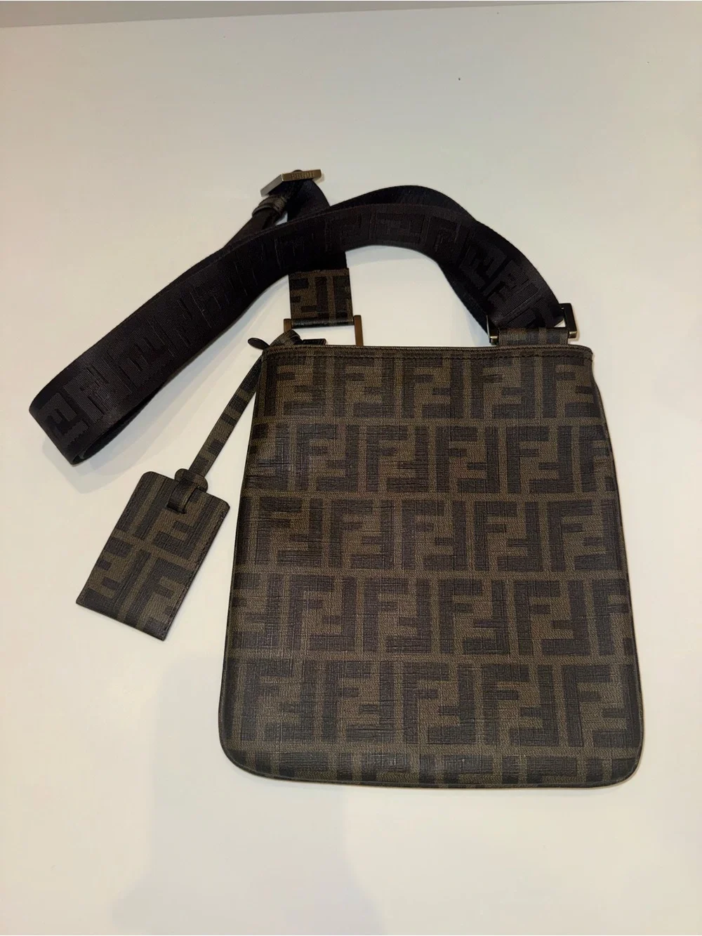 Fendi Brown and Black FF Monogram Crossbody Messenger